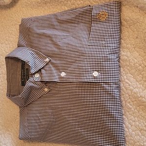 RALPH LAUREN 100% Cotton short sleeve button-down shirt black/white  sz L